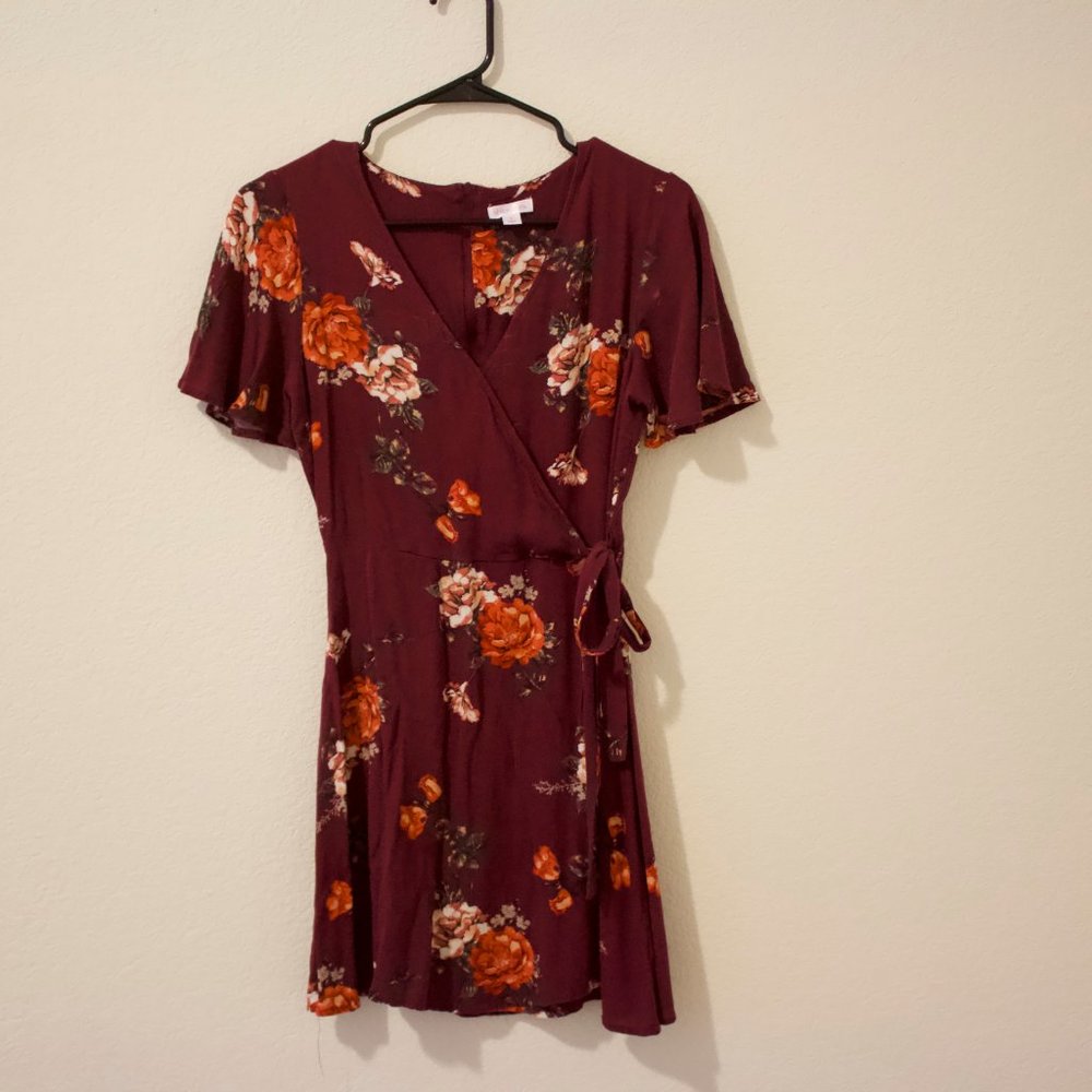 Maroon floral dress